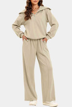 Load image into Gallery viewer, Half Zip Collared Neck Sweatshirt and Pants Set