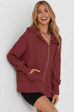 Load image into Gallery viewer, Zip Up Long Sleeve Drawstring Hoodie