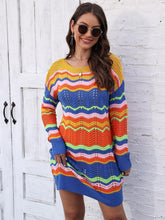 Load image into Gallery viewer, Openwork Round Neck Sweater Dress