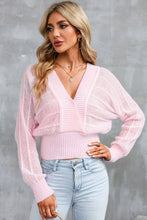 Load image into Gallery viewer, Surplice Neck Lace-Up Sweater