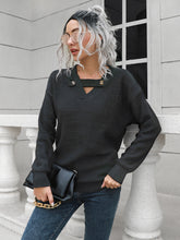 Load image into Gallery viewer, Dropped Shoulder Button Detail Sweater