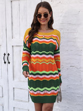 Load image into Gallery viewer, Openwork Round Neck Sweater Dress