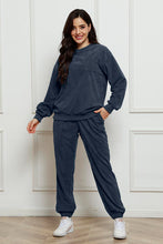 Load image into Gallery viewer, Round Neck Sweatshirt and Sweatpants Set