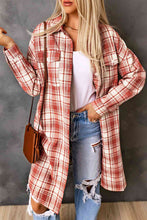 Load image into Gallery viewer, Double Take Plaid Button-Up Longline Shacket with Breast Pockets