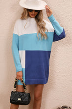 Load image into Gallery viewer, Color Block Mock Neck Dropped Shoulder Sweater Dress