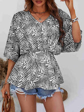 Load image into Gallery viewer, Printed V-Neck Dolman Sleeve Blouse