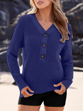 Load image into Gallery viewer, Half Button Long Sleeve Knit Top