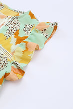 Load image into Gallery viewer, Printed Round Neck Flutter Sleeve Top