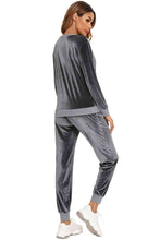 Load image into Gallery viewer, Round Neck Long Sleeve Loungewear Set with Pockets