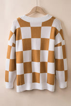 Load image into Gallery viewer, Checkered Button-Up Dropped Shoulder Cardigan
