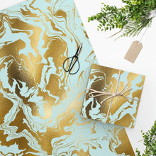 Load image into Gallery viewer, Turquoise &amp; Gold Wrapping Paper