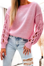 Load image into Gallery viewer, Cutout Crisscross Drop Shoulder Sweater
