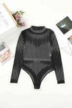 Load image into Gallery viewer, Rhinestone Round Neck Long Sleeve Bodysuit