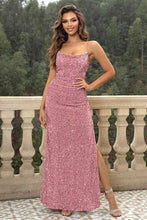 Load image into Gallery viewer, Sequin Backless Split Maxi Dress