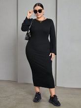 Load image into Gallery viewer, Plus Size Lace-Up Round Neck Wrap Dress
