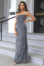 Load image into Gallery viewer, Sequin Backless Split Maxi Dress