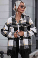 Load image into Gallery viewer, Plaid Collared Neck Snap Front Jacket