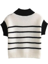 Load image into Gallery viewer, Striped Round Neck Short Sleeve Sweater