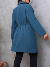 Load image into Gallery viewer, Plus Size Lapel Collar Drawstring Roll-Tab Sleeve Trench Coat