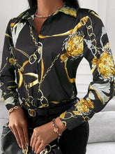 Load image into Gallery viewer, Printed Collared Neck Long Sleeve Shirt