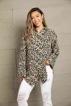 Load image into Gallery viewer, Double Take Leopard Roll-Tap Sleeve Shirt