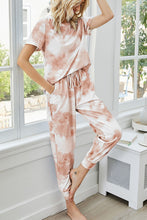 Load image into Gallery viewer, Tie-Dye Round Neck Short Sleeve Top and Pants Lounge Set