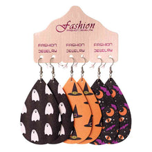 Load image into Gallery viewer, Halloween PU Teardrop Earrings Set