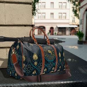 Blue and Gold Design Waterproof Travel Bag