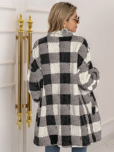 Load image into Gallery viewer, Plaid Collared Neck Longline Coat