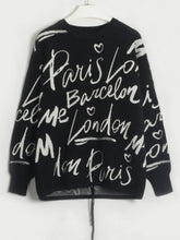 Load image into Gallery viewer, Letter Round Neck Drawstring Sweater