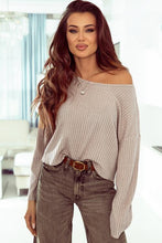Load image into Gallery viewer, Ribbed Round Neck Drop Shoulder Long Sleeve Top