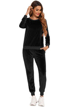 Load image into Gallery viewer, Round Neck Long Sleeve Loungewear Set with Pockets