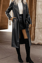 Load image into Gallery viewer, Lapel Collar Tie Waist Long Sleeve Trench Coat