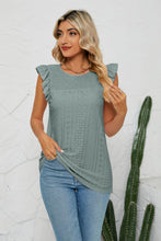 Load image into Gallery viewer, Smocked Round Neck Eyelet Top