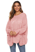 Load image into Gallery viewer, Round Neck Long Sleeve Openwork Sweater