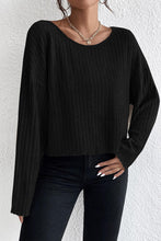 Load image into Gallery viewer, Ribbed Round Neck Drop Shoulder Long Sleeve Top