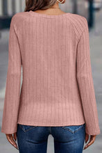 Load image into Gallery viewer, Ribbed Round Neck Knit Long Sleeve Top