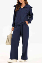Load image into Gallery viewer, Half Zip Collared Neck Sweatshirt and Pants Set