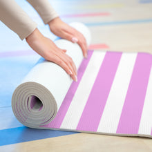 Load image into Gallery viewer, Pink and White Stripped Foam Yoga Mat