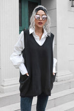 Load image into Gallery viewer, V-Neck Sleeveless Sweater Vest with Pocket