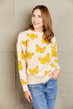 Load image into Gallery viewer, Woven Right Butterfly Dropped Shoulder Crewneck Sweater