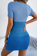 Load image into Gallery viewer, Color Block Cutout Short Sleeve Sweater Dress