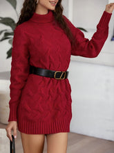 Load image into Gallery viewer, Cable-Knit Turtleneck Sweater Dress