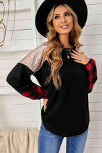 Load image into Gallery viewer, Sequin Color Block Round Neck Sweatshirt
