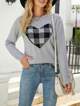 Load image into Gallery viewer, Heart Graphic Round Neck Sweater