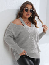 Load image into Gallery viewer, Plus Size Cutout V-Neck Sweater
