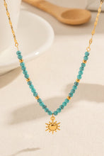 Load image into Gallery viewer, Turquoise Beaded 18K Gold-Plated Sun Shape Pendant Necklace