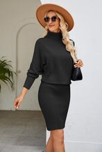 Load image into Gallery viewer, Ribbed Mock Neck Long Sleeve Dress