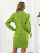 Load image into Gallery viewer, Cable-Knit Round Neck Sweater Dress