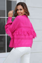 Load image into Gallery viewer, Double Take Fringe Trim Open Front Cardigan
